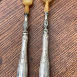 Salad cutlery in silver filled and horn early twentieth century