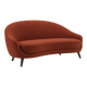Two-seater sofa in red/orange boucle fabric.
