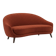 Two-seater sofa in red/orange boucle fabric.