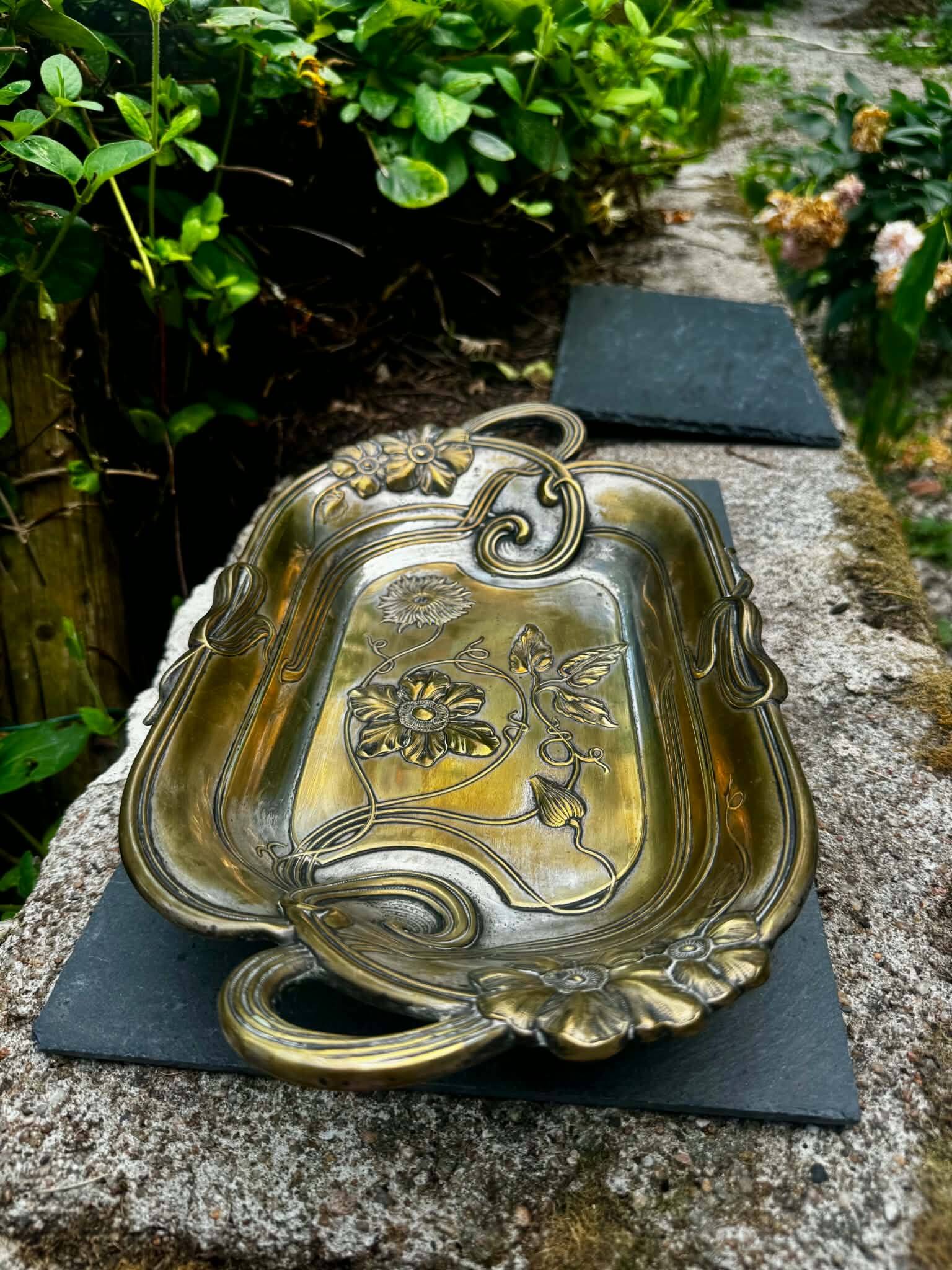Large silver Art Nouveau platter