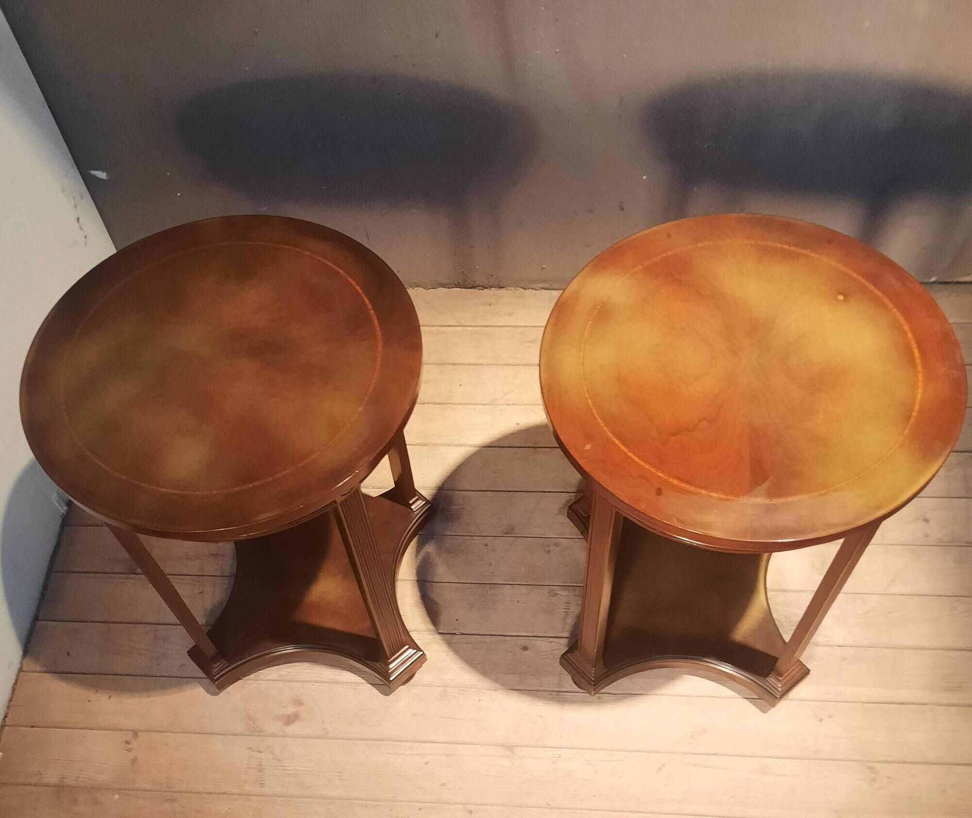 Pair of circular side tables.