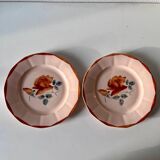 2 assiettes Sarreguemines, décor floral vintage