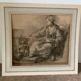 Dessin scène intérieure de 1933