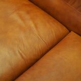 Canapé en cuir marron, Italie années 1970