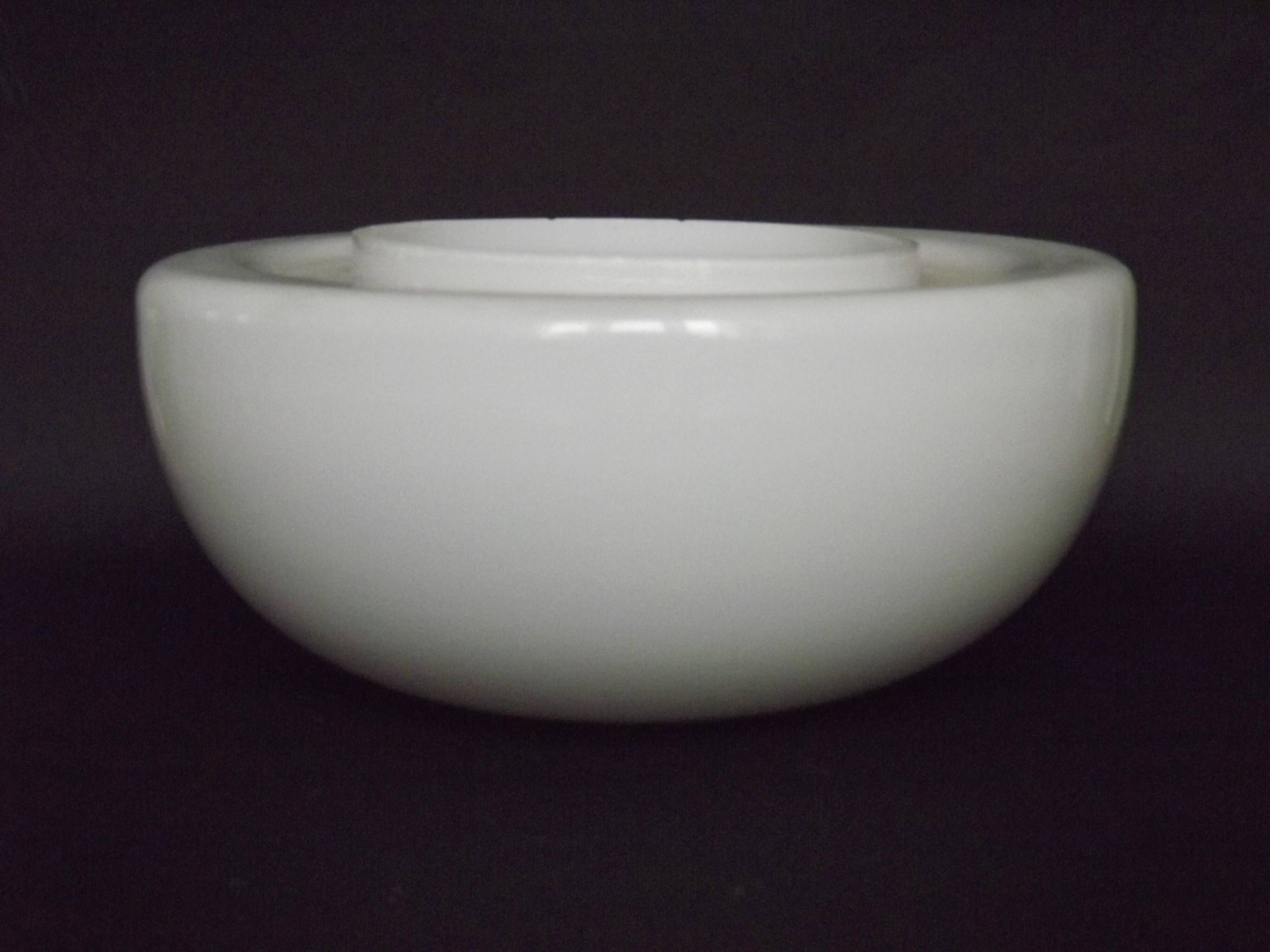 Vintage White Opaline Glass Dome Ceiling Light / Wall Light - Metal Base