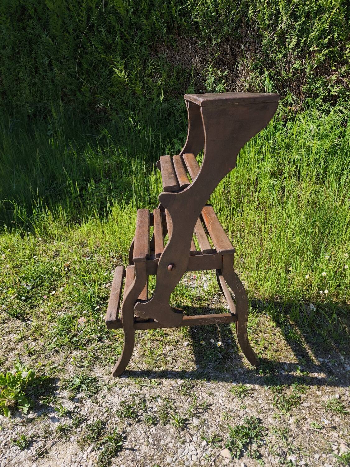 Chair, library step stool