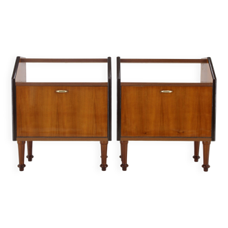 1960s Pair of Nightstands in Walnut Finish, Italy