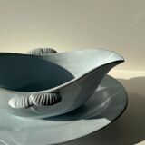 Flat set and light blue saucière earthenware from Montereau