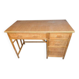 Vintage woven rattan bamboo desk circa 1970