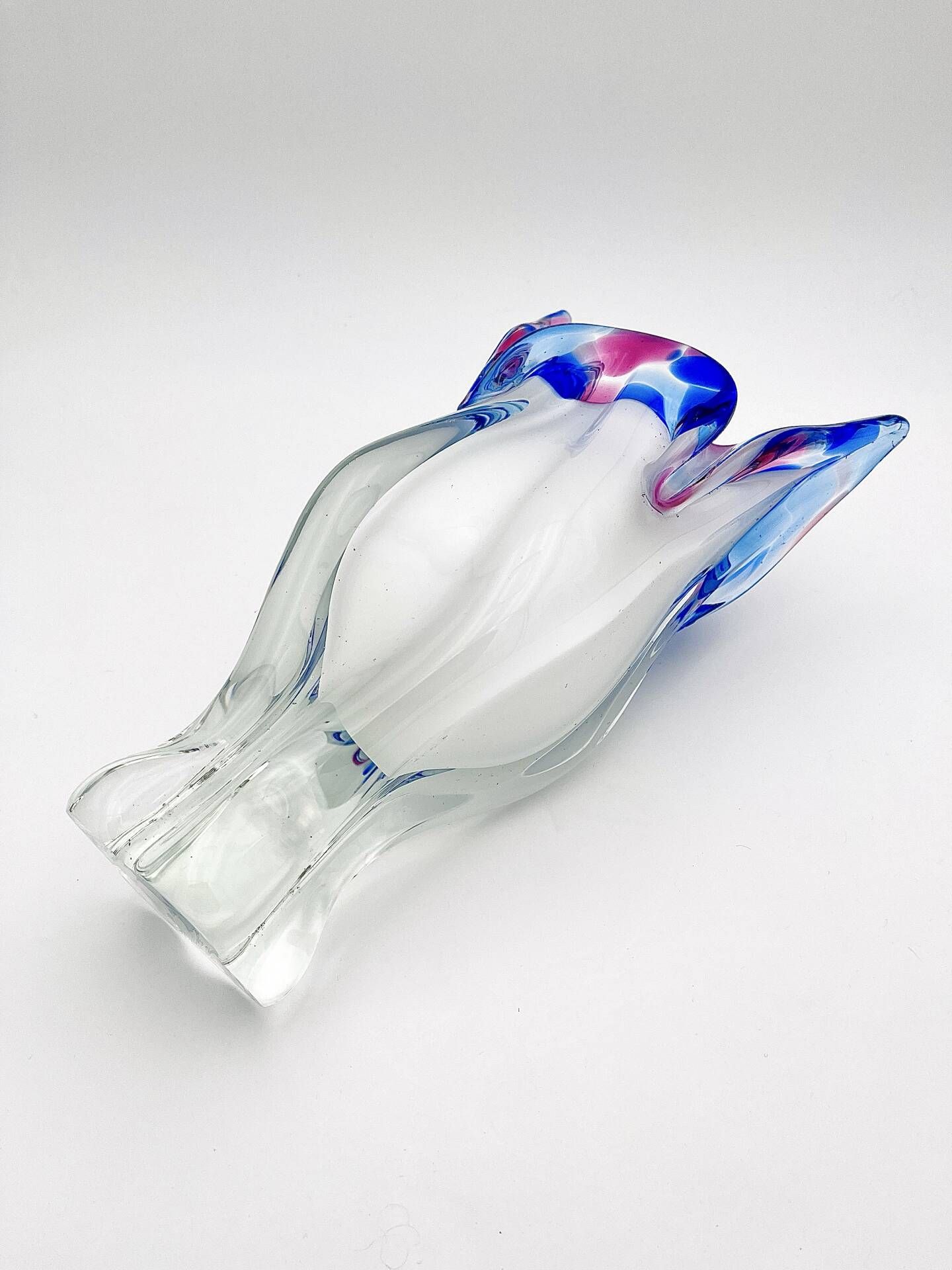 Monumental Vase Josef Hospodka Chribska Sommerso White Crystal 33cm