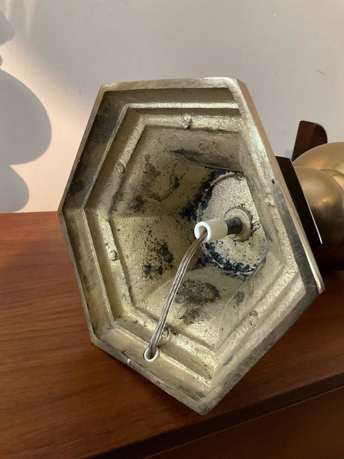 Pair of vintage bronze and brass lamps