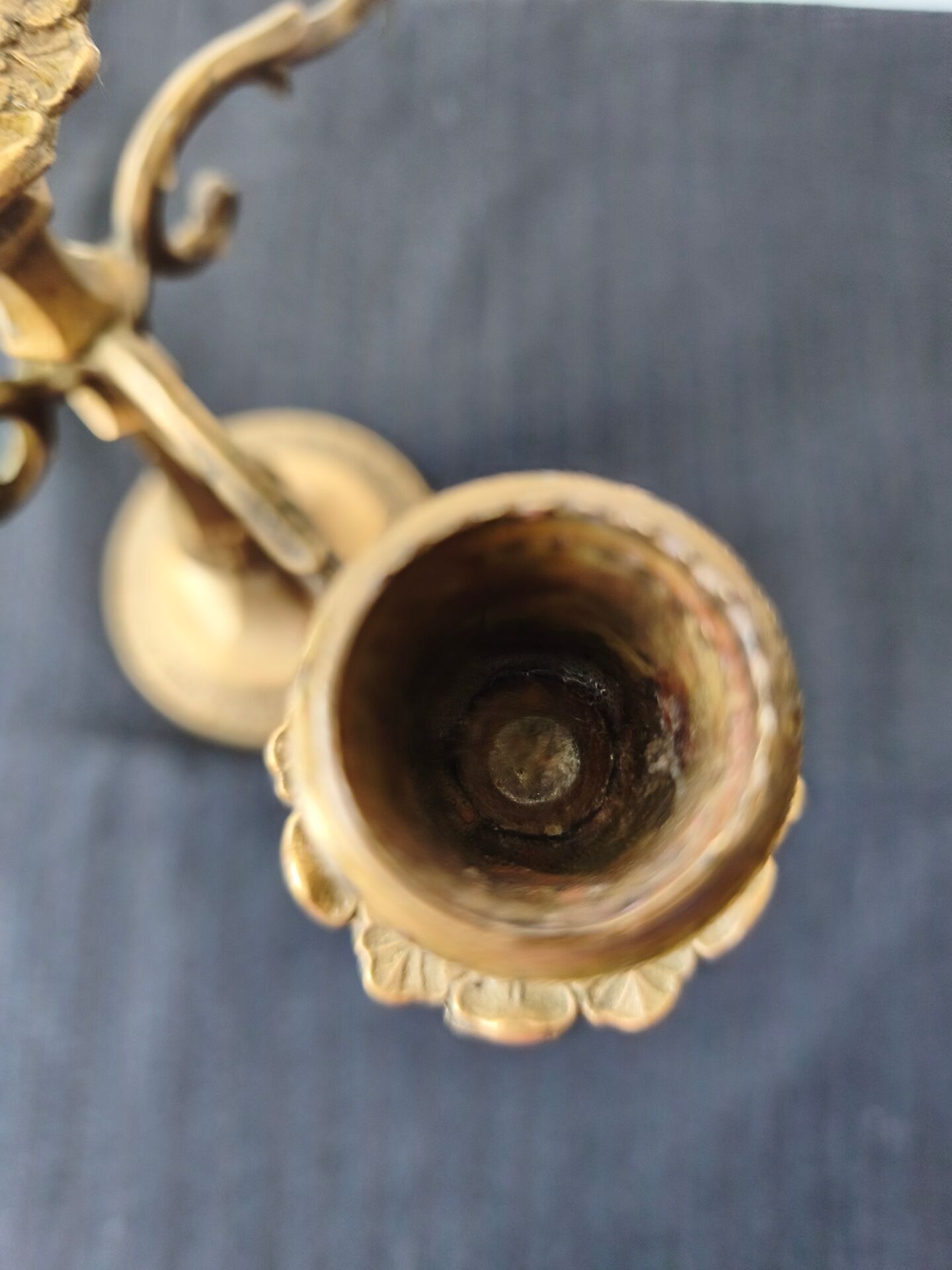 Five-branch candlestick, brass.
