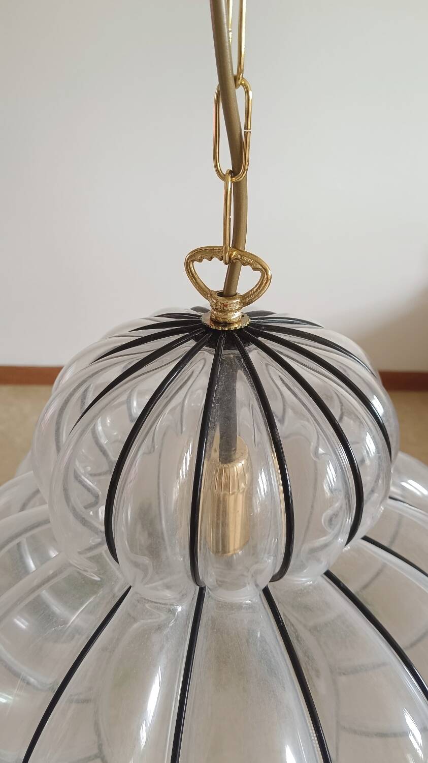 Murano lampe suspendue zucca - soufflé en cage - neuf