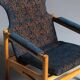 Armchair in teak with blue pattern cushion, Denmark, 1970s, set of 2