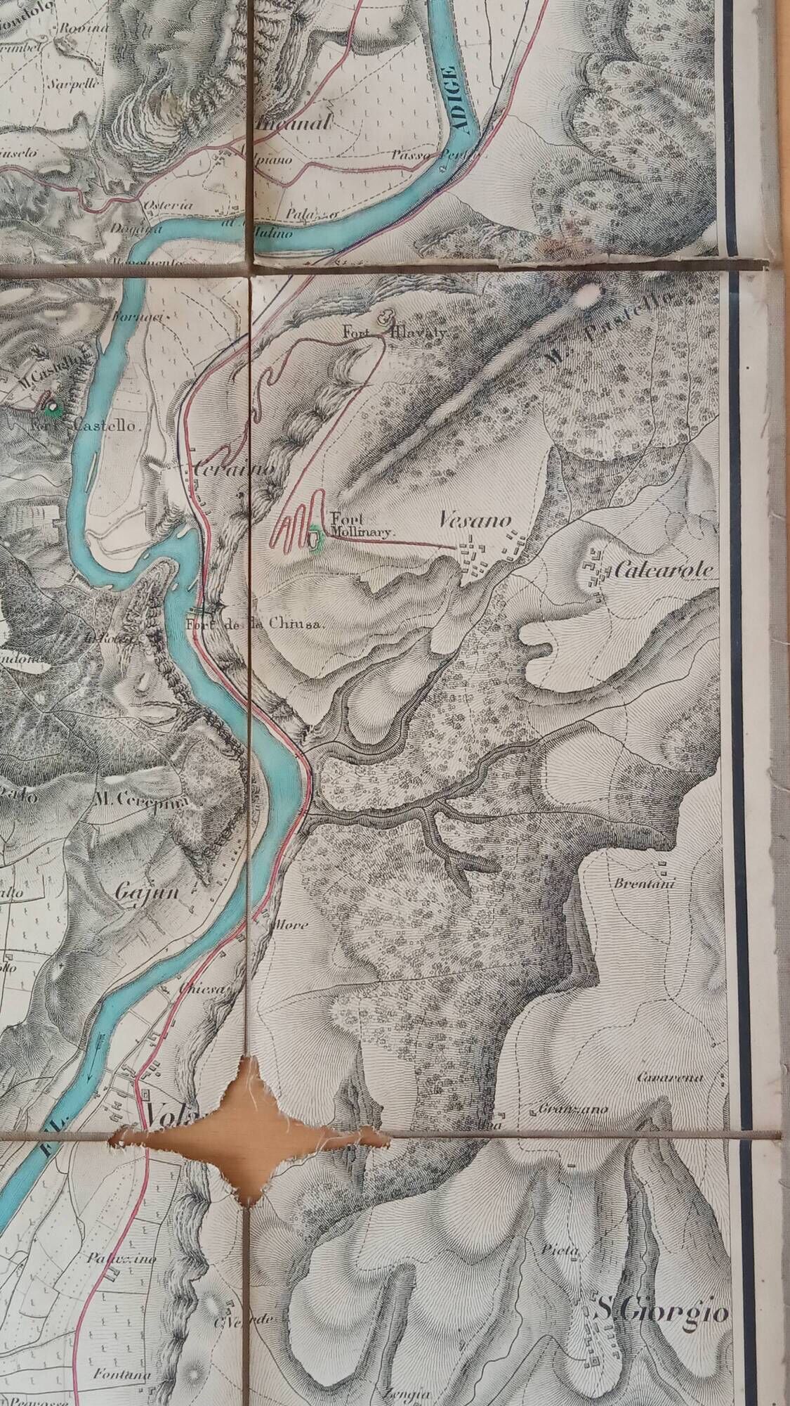 Ancient Italian map, Rivoli, Lake Garda late 19th