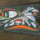 Vintage ceramic coffee table Vallauris spirit with metal x base