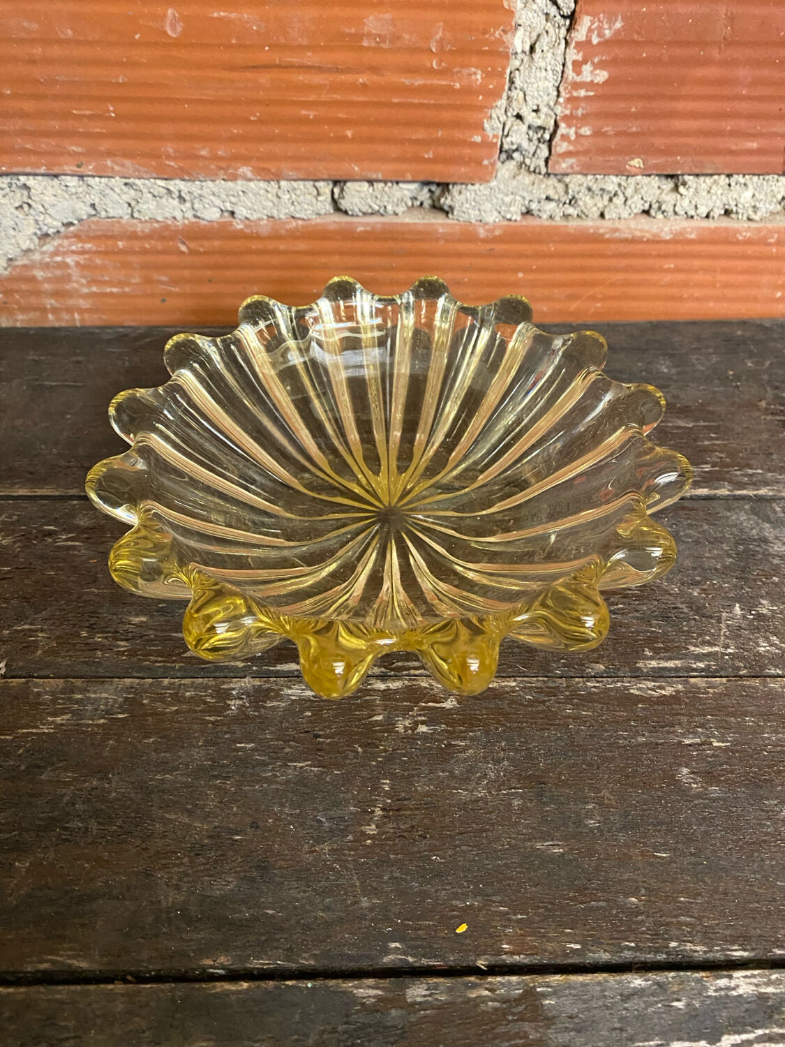 Vintage Murano Yellow Blown Glass Bowl #D527