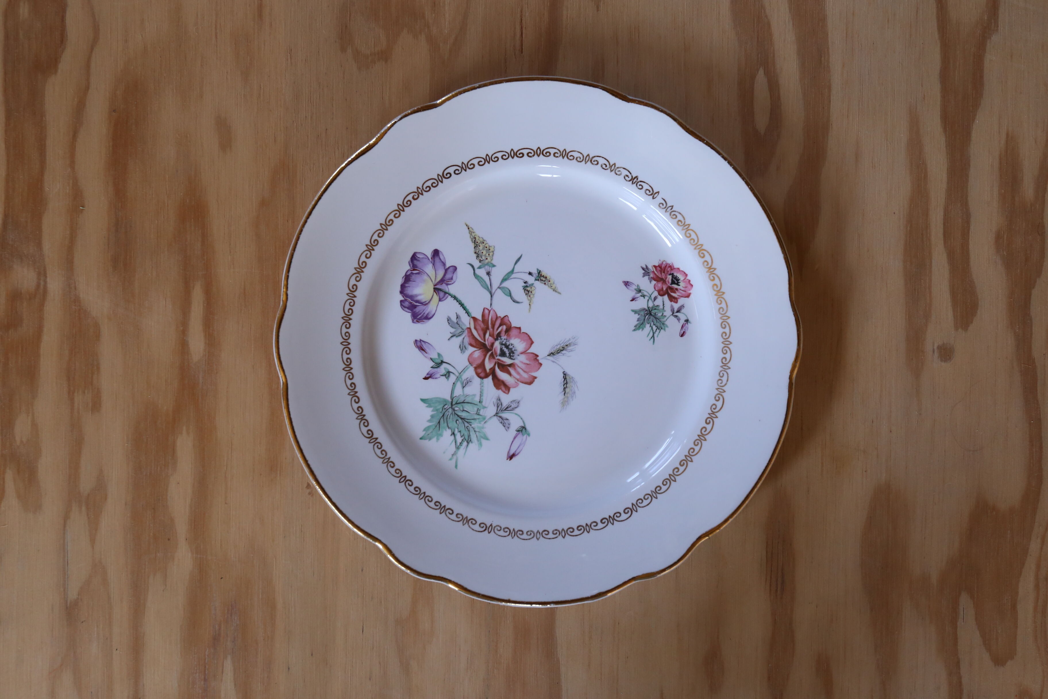 4 flat plates vintage floral pattern Luneville Badonviller