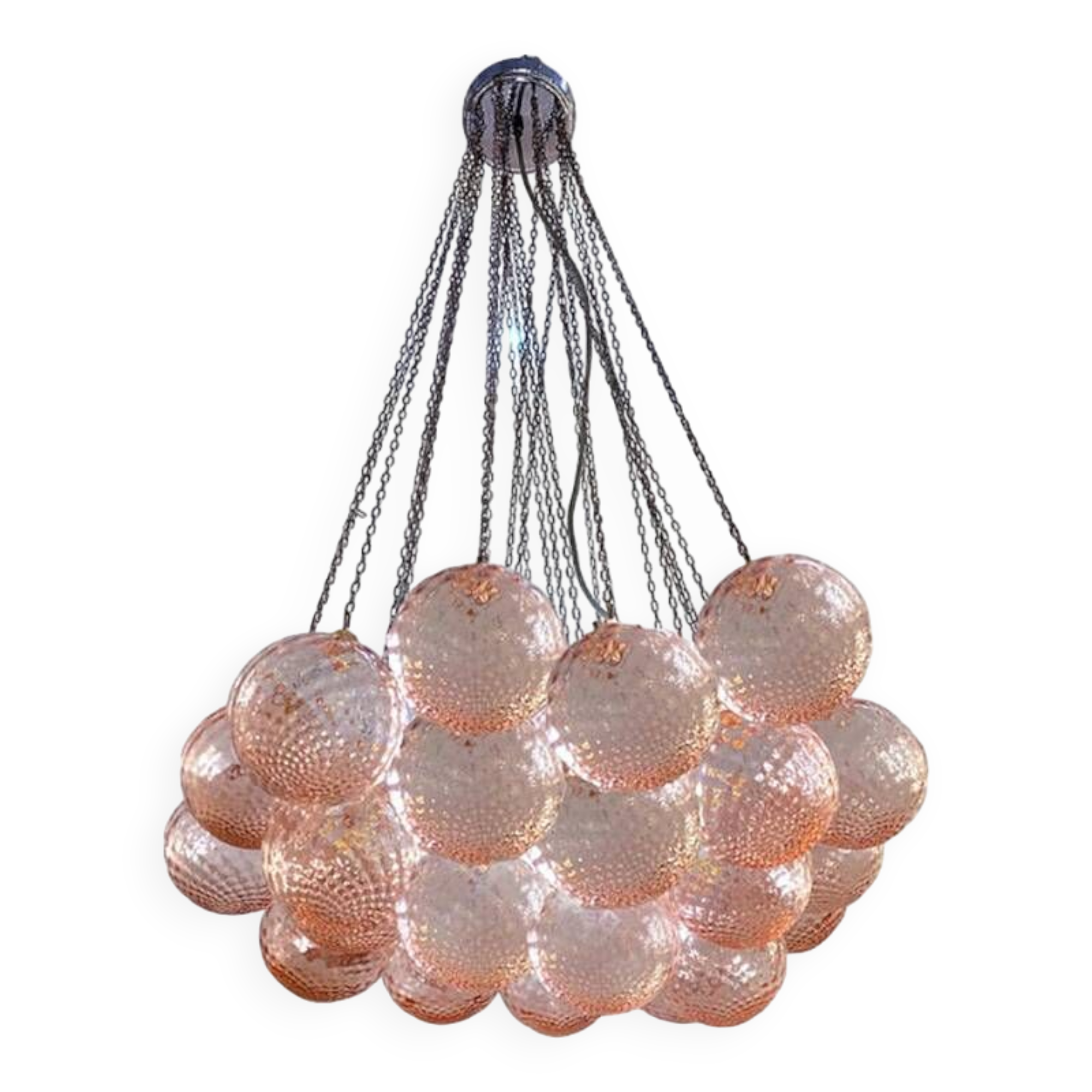Contemporary Pink “Ballotton” Murano Glass Spheres Chandelier by SimoEng