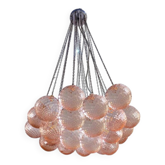 Contemporary Pink “Ballotton” Murano Glass Spheres Chandelier by SimoEng