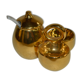 Salière poivrière en porcelaine de Limoges dorée