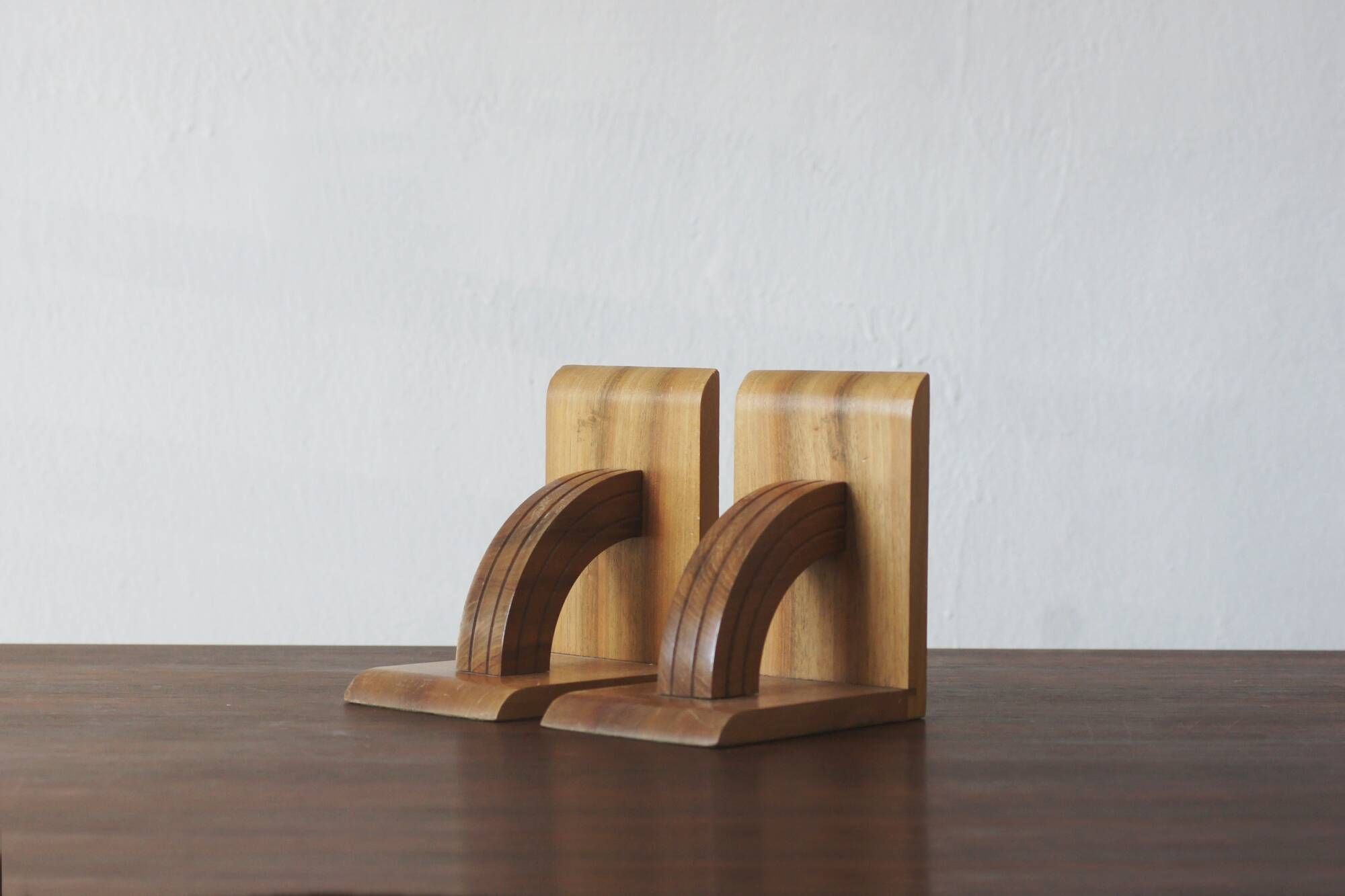 Serre-livres en bois de style mid-century moderne, années 1960, ensemble de 2