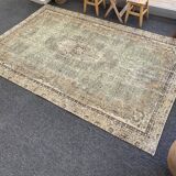Ivory Turkish Rug 6x9 Beige -Cream Vintage Rug For Living Room -Bedroom Rug -Beige Area Rug MOON.118