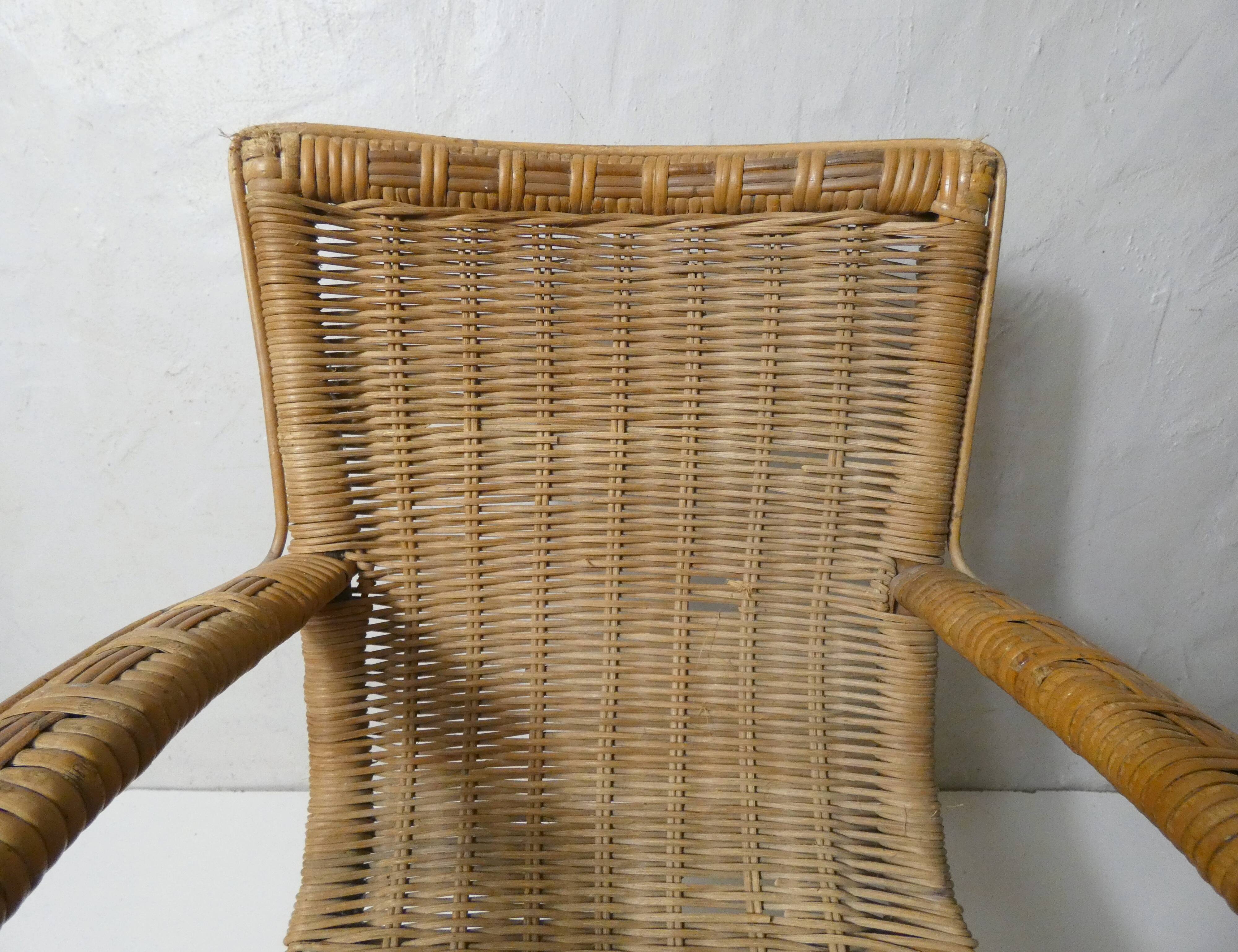 old rattan armchair for children