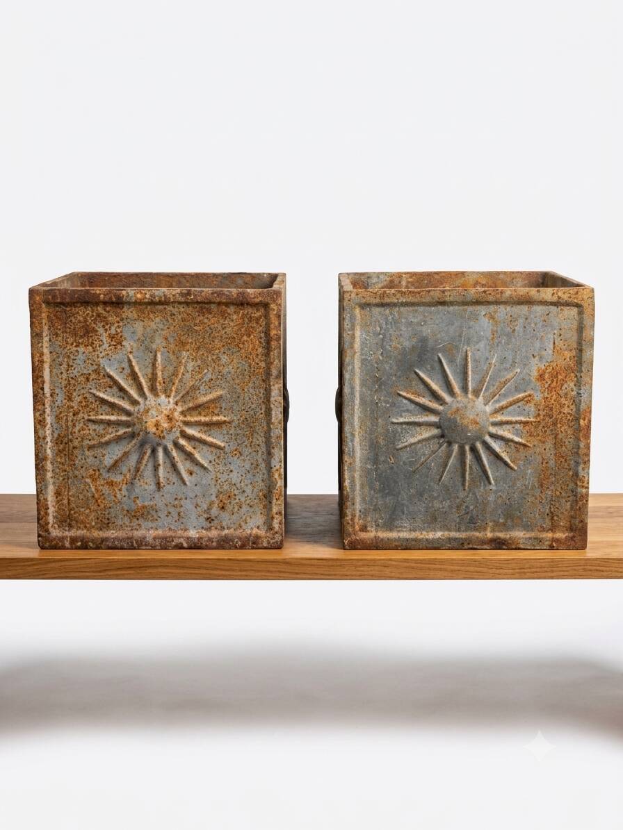 Pair of cast iron planters