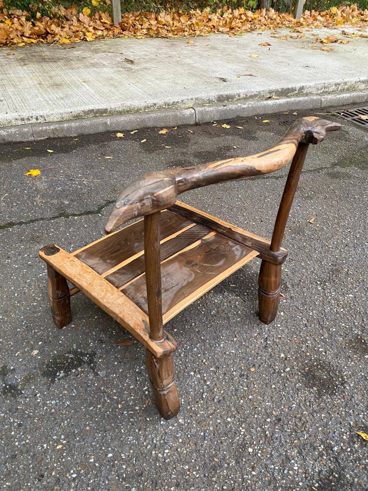 Hand-carved African chair from Ivory Coast