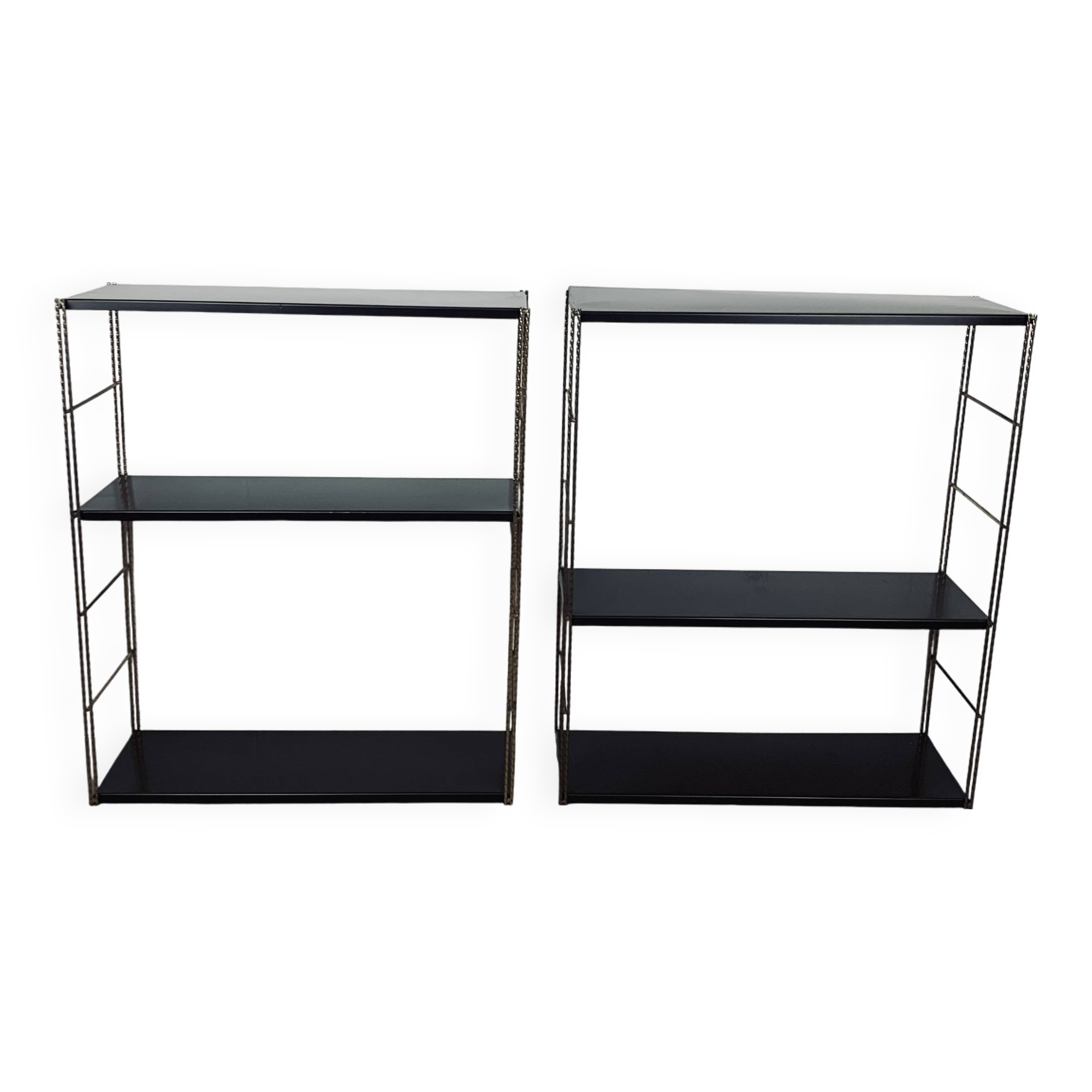 2 modular string wall shelves from the 60s, metal