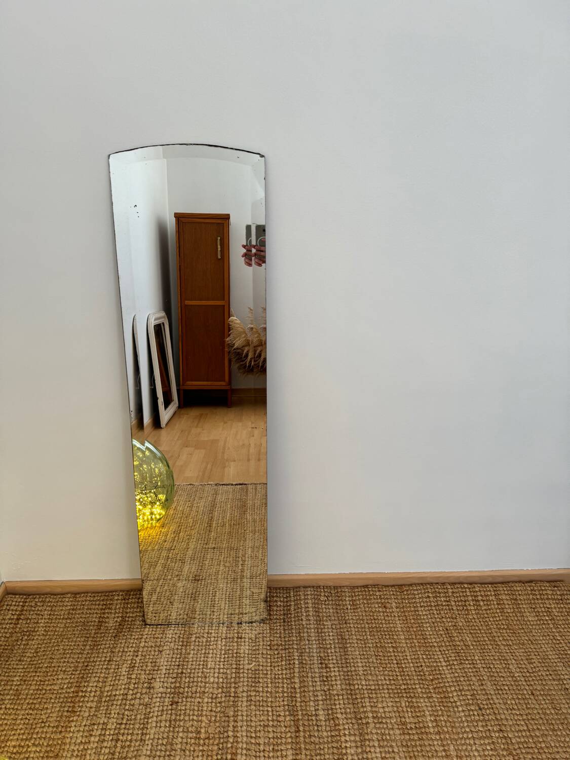 Vintage full-length beveled art deco mirror
