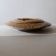Vintage onyx ashtray from the 1980s, large round, brutalist design, brown and beige tones, sculptural table accent, modernist object, elegant gift idea.