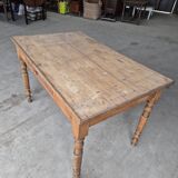 Antique rustic bistro farm table 1900 one drawer - 1m23