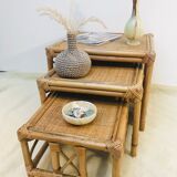 Tables in rattan and bamboo 80s
