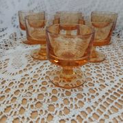 6 small vintage orange glasses
