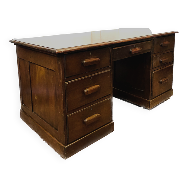 Bureau plat a caisson en acajou en bois d'acajou XX siècle
