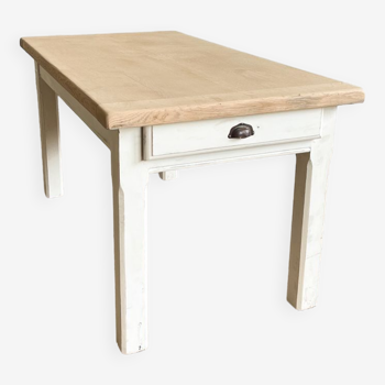 Old farmhouse table base white patina