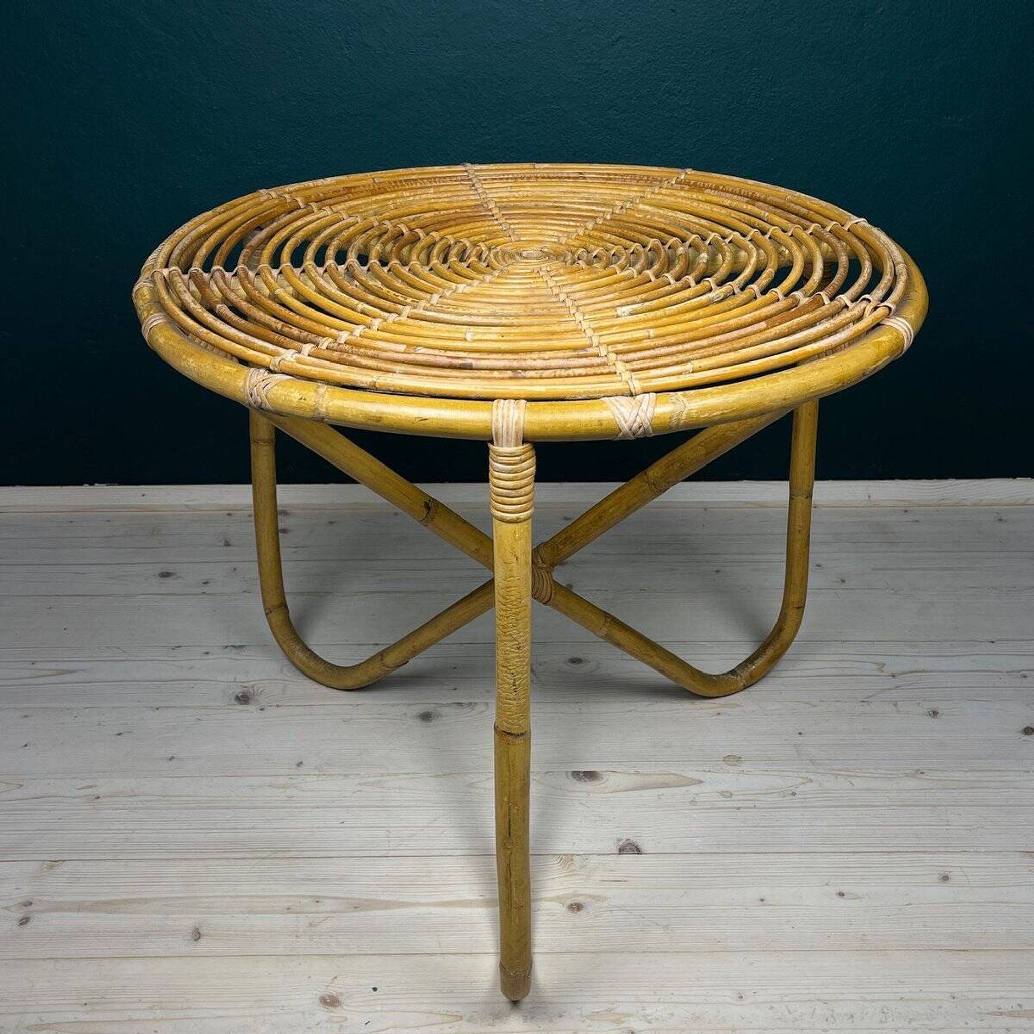 Vintage bamboo coffee table, Italy, 1960s