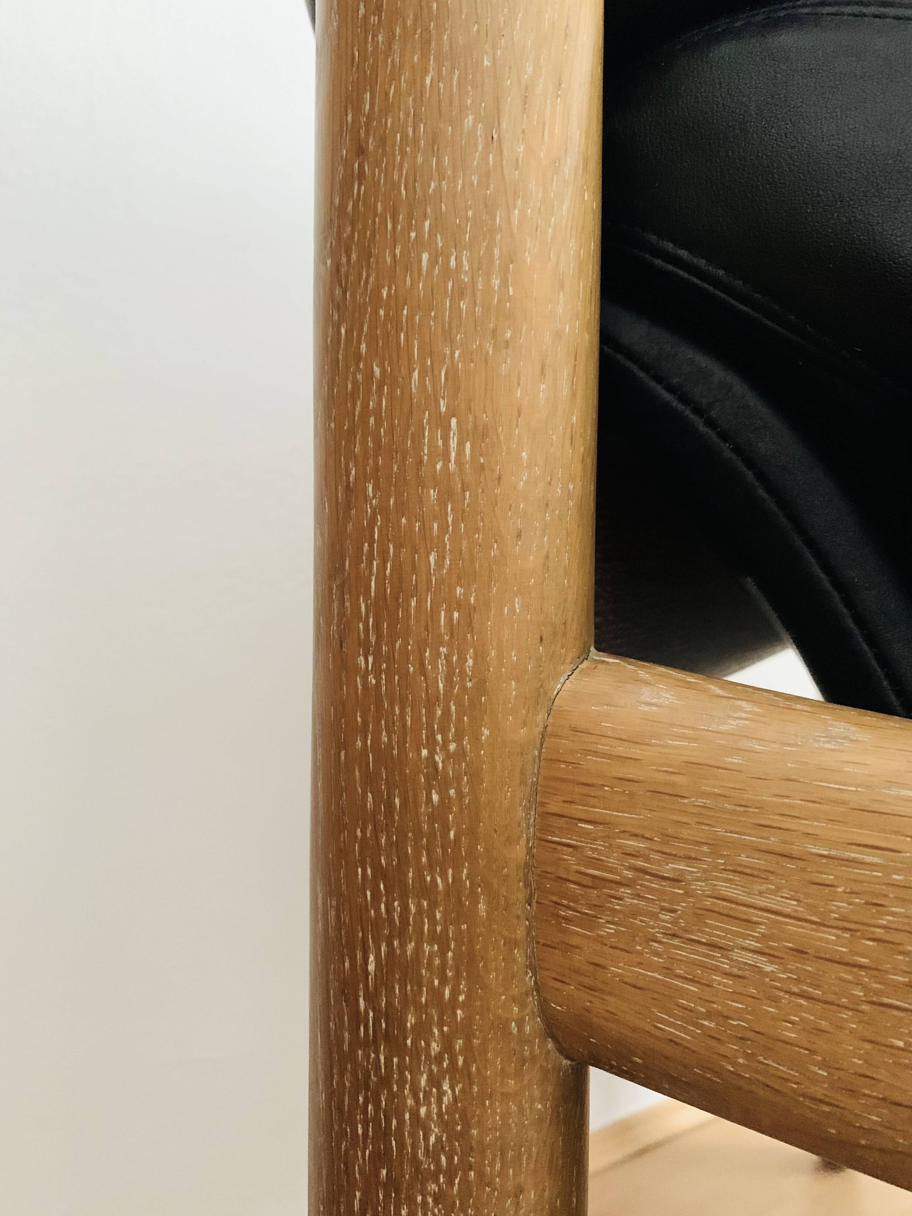 Danish Oak and Leather Lounge Chair with Ottoman