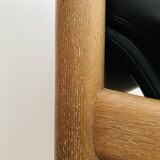 Danish Oak and Leather Lounge Chair with Ottoman