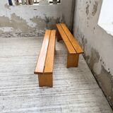 Pair of Charlotte Perriand Les Arcs pine benches