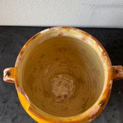 Old grease pot in glazed yellow terracotta, France nineteenth century