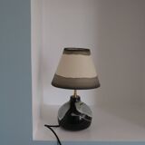 Table lamp in enamelled stoneware and handmade lampshade