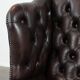Brown cowhide leather Chesterfield wingback armchair in English style