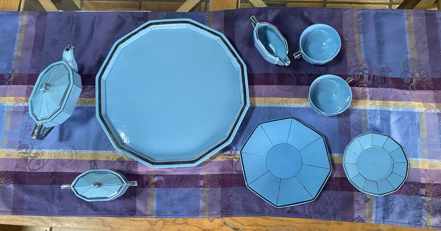 Art Deco tea service stamped Longwy