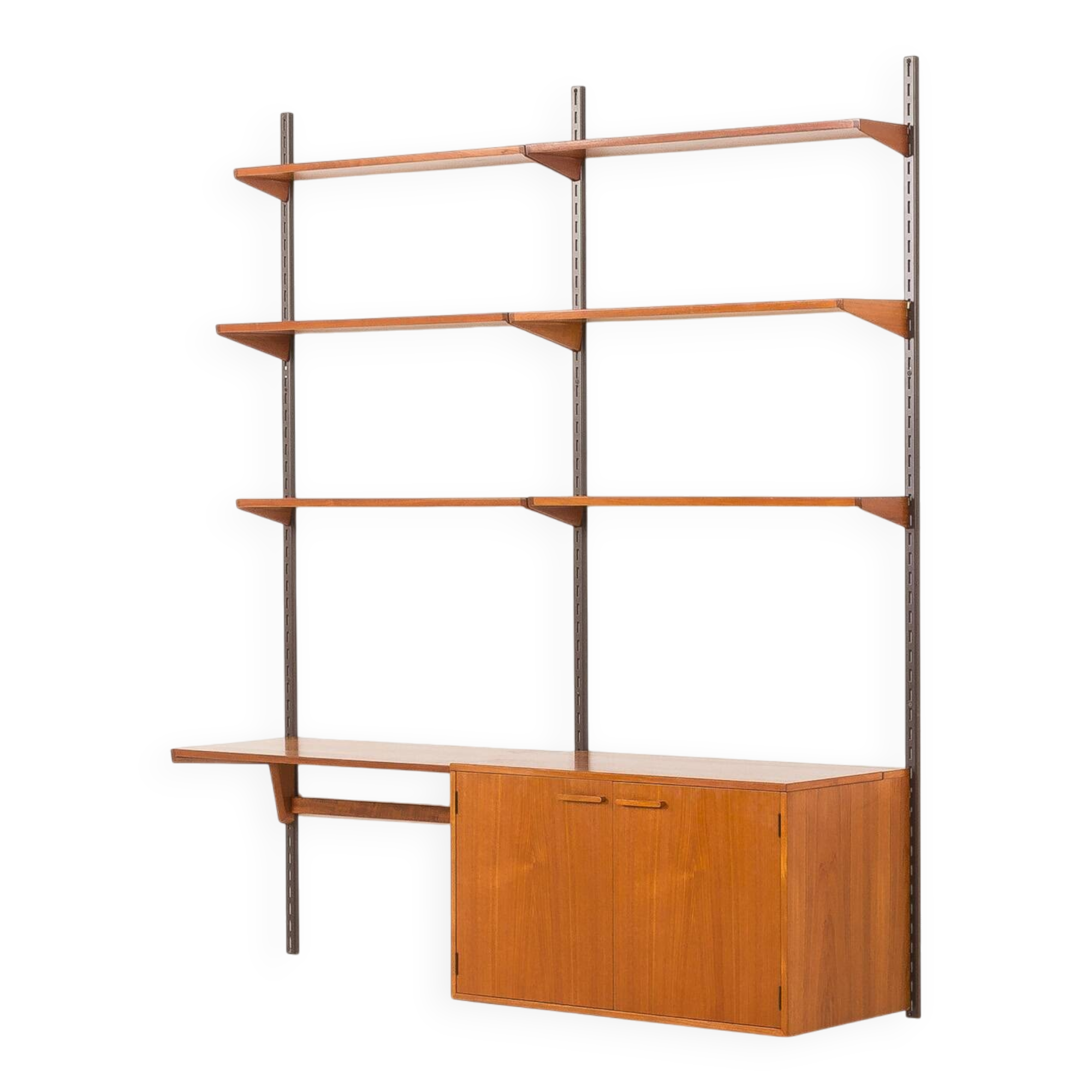 Kai Kristiansen home office shelving unit in teak for FM Mobler, 1960s