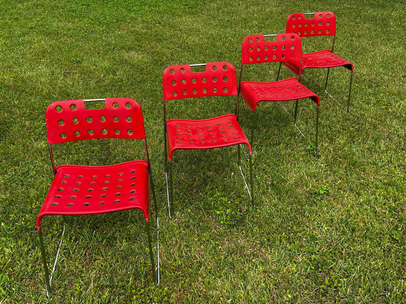 Set of 9 stacking chairs, Omstak model by Rodney Kinsman for Bieffeplast, 1960