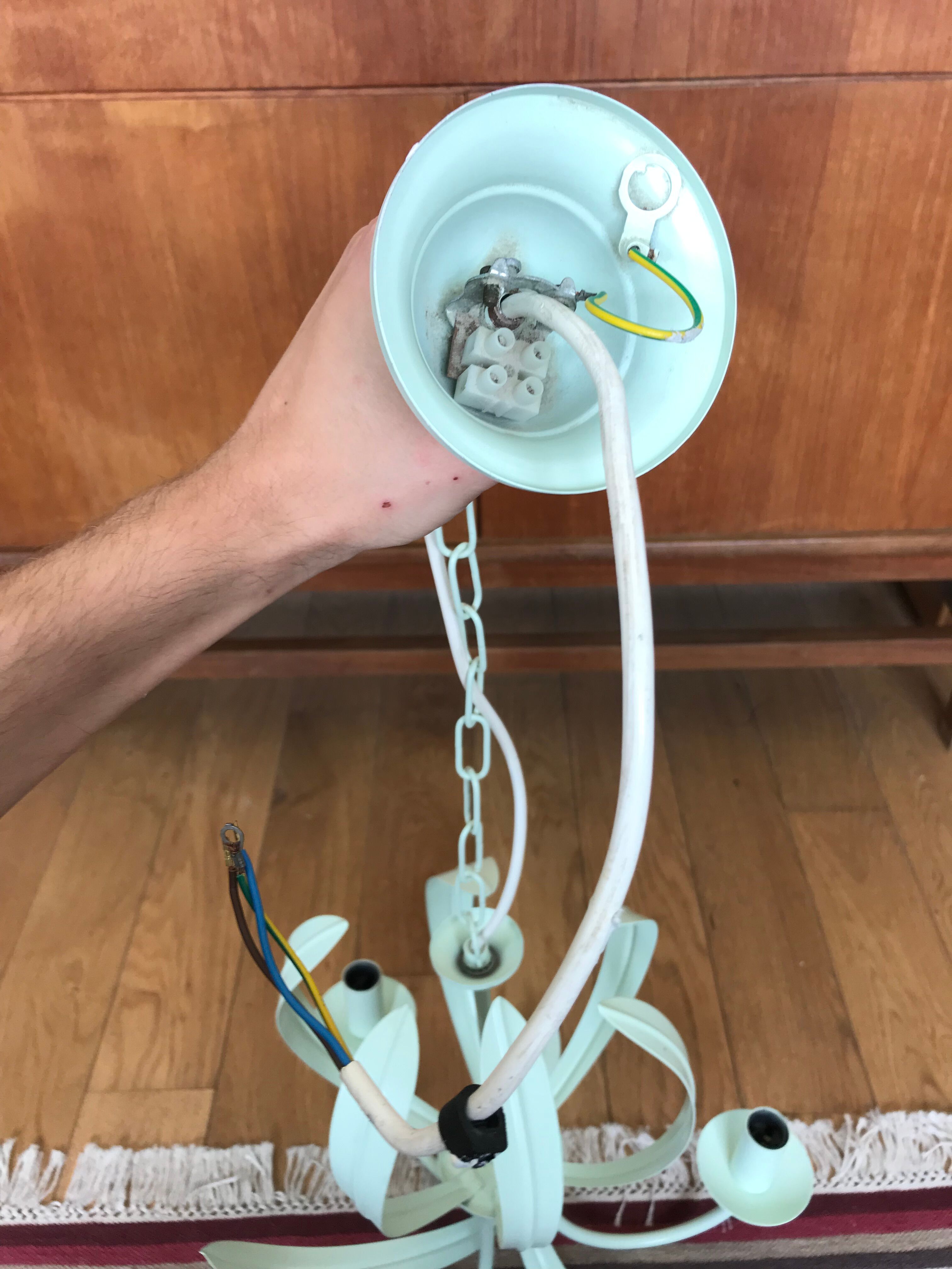 Green water metal chandelier