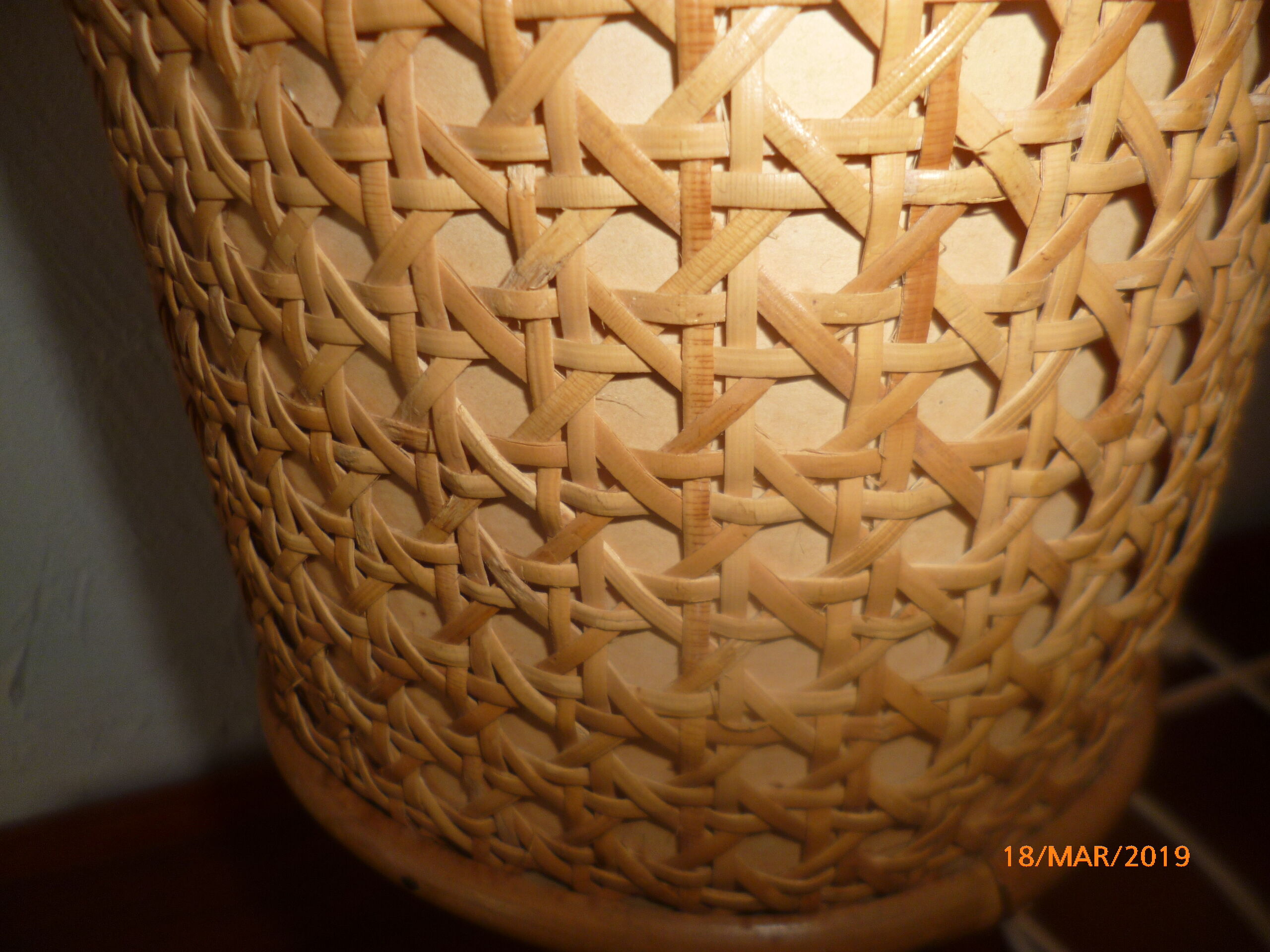 Wicker rattan bedside lamp 1960